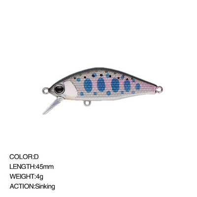 1 buc. Momeală de pescuit dur de înaltă calitate, cu design japonez, Pesca Issen, 45 mm, 4 g, momeală de scurgere pentru păstrăv, biban, bas