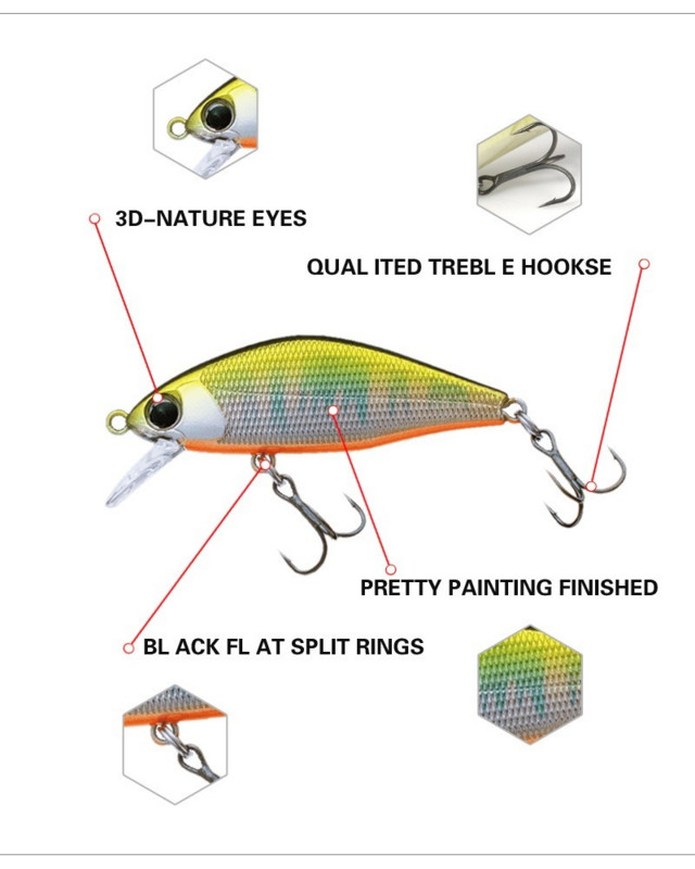 1 buc. Momeală de pescuit dur de înaltă calitate, cu design japonez, Pesca Issen, 45 mm, 4 g, momeală de scurgere pentru păstrăv, biban, bas