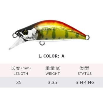 KMRESA 35mm 3,3 g Sinking Mini Minnow για ψάρεμα Ιαπωνικό τεχνητό δόλωμα Stream πέστροφα Bass Fihsing Tackle Isca Pesca Minnow