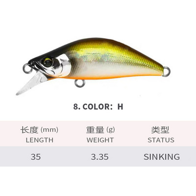 KMRESA 35 mm 3,3 g uppuv Mini Minnow kalapüügiks Jaapani kunstsööt Forell Bass Kalapüügivahendid Isca Pesca Minnow