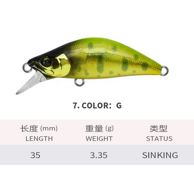 KMRESA 35 mm 3,3 g uppuv Mini Minnow kalapüügiks Jaapani kunstsööt Forell Bass Kalapüügivahendid Isca Pesca Minnow