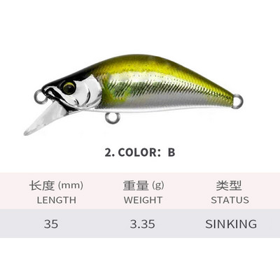 KMRESA 35 mm 3,3 g uppuv Mini Minnow kalapüügiks Jaapani kunstsööt Forell Bass Kalapüügivahendid Isca Pesca Minnow