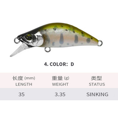 KMRESA 35 mm 3,3 g uppuv Mini Minnow kalapüügiks Jaapani kunstsööt Forell Bass Kalapüügivahendid Isca Pesca Minnow