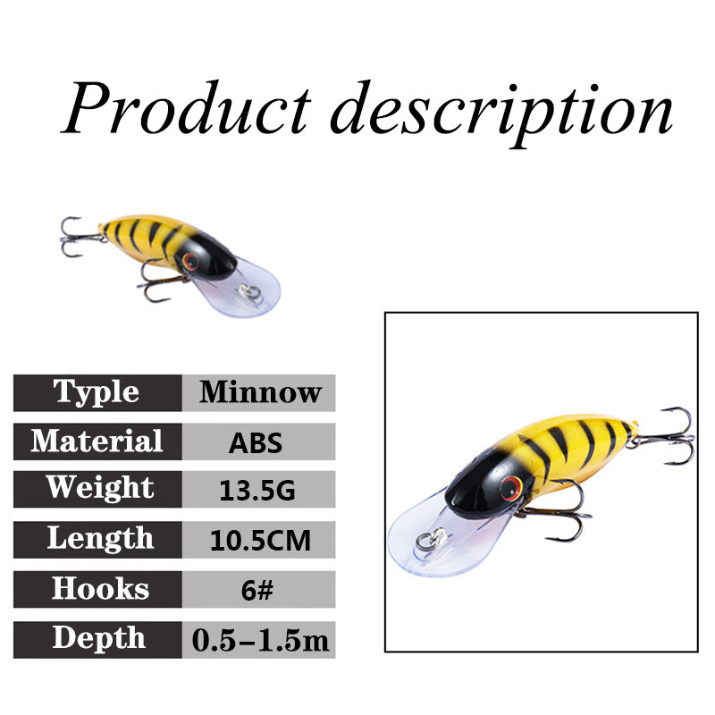 1vnt Minnow žvejybos masalas 10,5 cm 13,4 g plūduriuojantis kietas dirbtinis masalas lydekos ešerio upėtakio vobleriai žūklės reikmenys