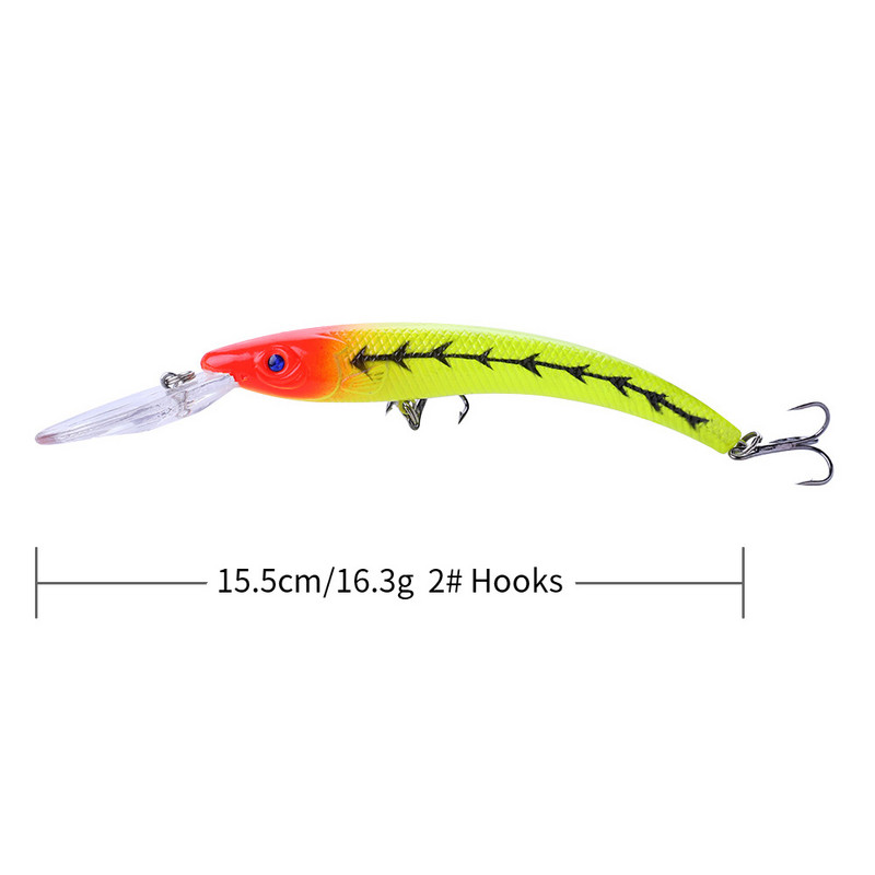Νέο 1 ΤΕΜ 15,5 cm / 16,3 g Wobbler Fishing Lure Big Crank Bait Minnow Bass Trolling Τεχνητό δόλωμα Pike Carp Lures Ψάρεμα