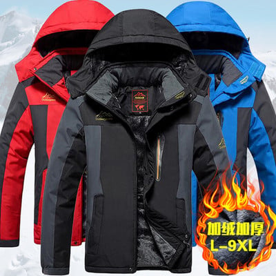 Ανδρικό παλτό με επένδυση από βελούδο, χειμωνιάτικο ζεστό και κρύο βαμβακερό παλτό ορειβατικού σκι
