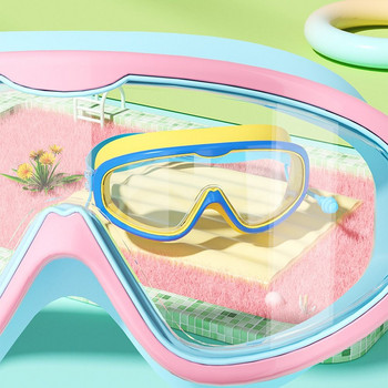 Очила за плуване с голяма рамка, за начинаещи, против замъгляване, широк изглед, екипировка за плуване, професионални водоустойчиви очила за плуване