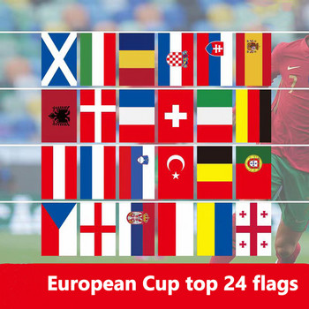 Горната част на националното знаме на Евро 2024 е 24 ветрилообразни знамена 14*21 см бар атмосфера декорация