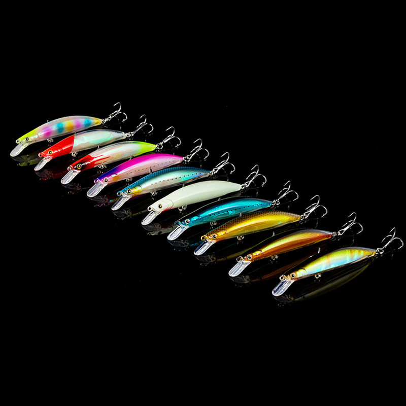 KVLURE FISH 1BUC Nalucă de pescuit Minnow 112mm 13.5g Ochi 3D Momeală luminoasă Momeală de apă plutitoare Bass Aparatură de pescuit