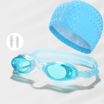 3в1 Водоустойчиви очила за мъже и жени Комплект очила за водни спортове с тапи за уши PU покритие Плат Шапки за плуване Аксесоари за шапки
