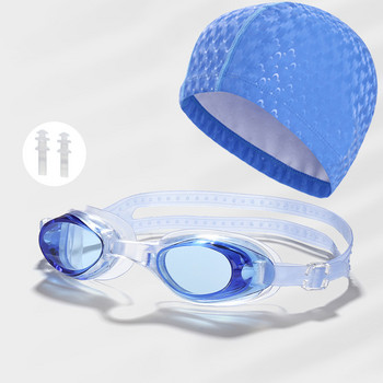 3 σε 1 αδιάβροχα ανδρικά γυαλιά κολύμβησης γυναικεία γυαλιά πισίνας Γυαλιά θαλάσσιου σπορ με ωτοασπίδες με επίστρωση PU Υφασμάτινα σκουφάκια κολύμβησης Αξεσουάρ καπέλων