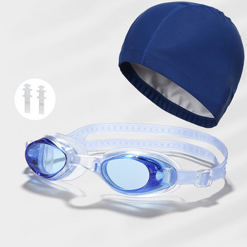 3в1 Водоустойчиви очила за мъже и жени Комплект очила за водни спортове с тапи за уши PU покритие Плат Шапки за плуване Аксесоари за шапки