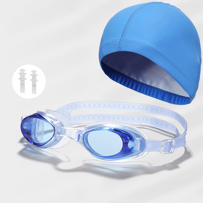 3in1 veekindel meeste naiste ujumisbasseini kaitseprillide komplekt veespordi prillid kõrvatroppidega PU kattega kangas ujumismütsid Mütsitarvikud