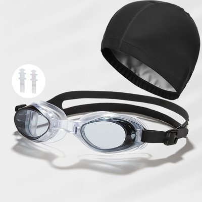3in1 veekindel meeste naiste ujumisbasseini kaitseprillide komplekt veespordi prillid kõrvatroppidega PU kattega kangas ujumismütsid Mütsitarvikud