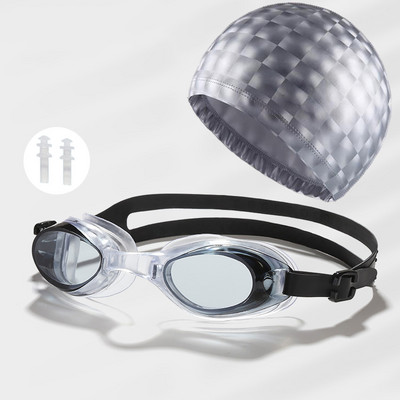 3in1 veekindel meeste naiste ujumisbasseini kaitseprillide komplekt veespordi prillid kõrvatroppidega PU kattega kangas ujumismütsid Mütsitarvikud