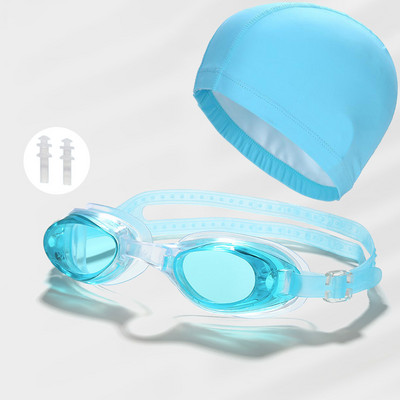 3in1 veekindel meeste naiste ujumisbasseini kaitseprillide komplekt veespordi prillid kõrvatroppidega PU kattega kangas ujumismütsid Mütsitarvikud