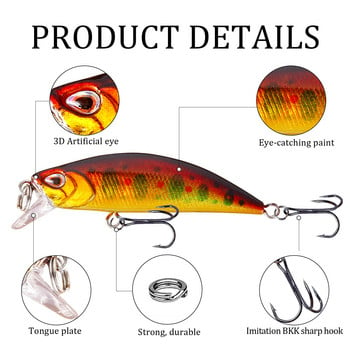 1 τεμ Minnow Fishing Lure 4,9g 6cm Wobbler Slow Sinking Artificial Plastic Hard Bait Crankbait for Bass Pike Pesca Είδη ψαρέματος