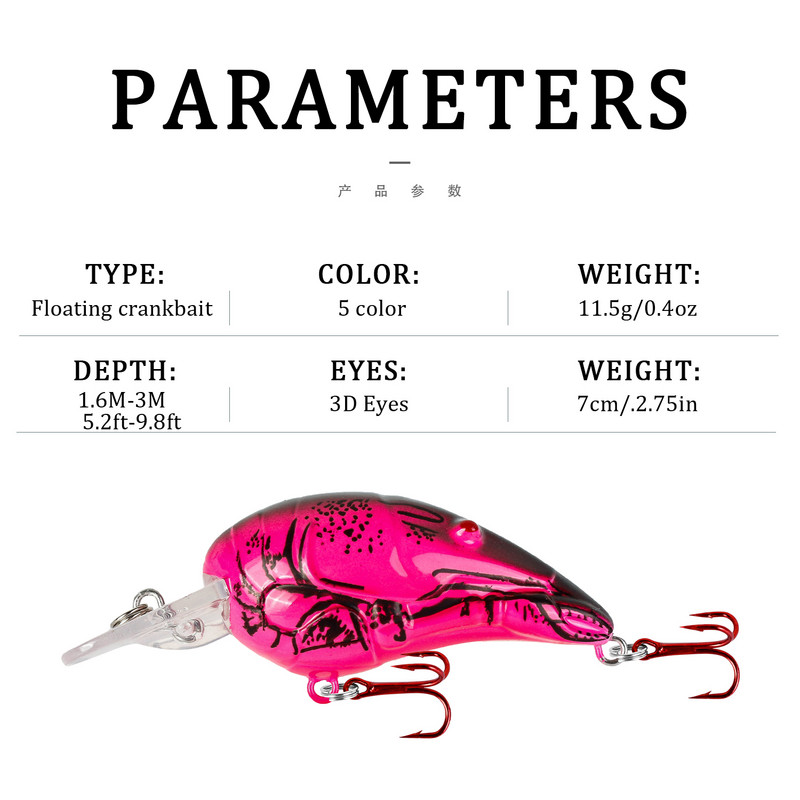 1 tk ujuv vändaga püügilant 7 cm 11,5 g Crankbait hiiremudel 3D Eyes Jerkbait plastist kunstlik kõva sööt elutruud ujumisriistad