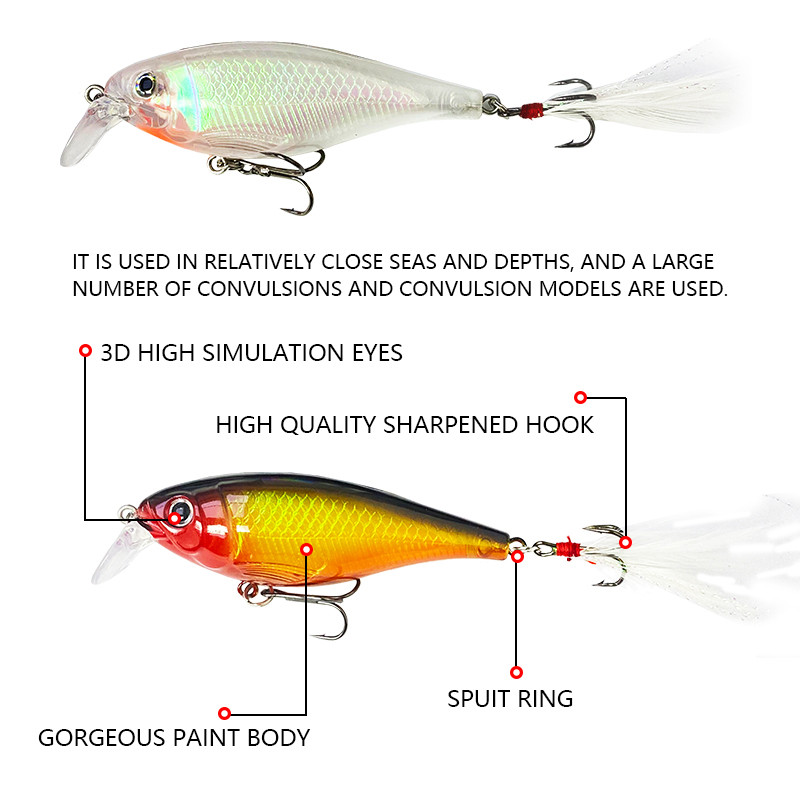 Uppuvad Minnow kalapüügi landid 90 mm 13g Crankbait Swimbait Wobbler kunstlikud kõvad söödad magevee merevee 3D Pesca Tackle jaoks