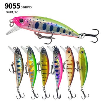 1 τεμ 50mm 6g Sinking Minnow Fishing Lure Wobblers for Pike Artificial Hard Bait Pesca Isca Swimbait Fishing Supplies νέο 2024