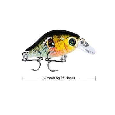 1 buc Crankbait Naluci de pescuit 5,2 cm 8,5 g Ochi 3D Plutitor de calitate plastic Artificial Momeală tare Bass Stiuca Wobblers Aparatură de pescuit