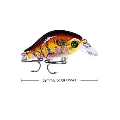 1 buc Crankbait Naluci de pescuit 5,2 cm 8,5 g Ochi 3D Plutitor de calitate plastic Artificial Momeală tare Bass Stiuca Wobblers Aparatură de pescuit