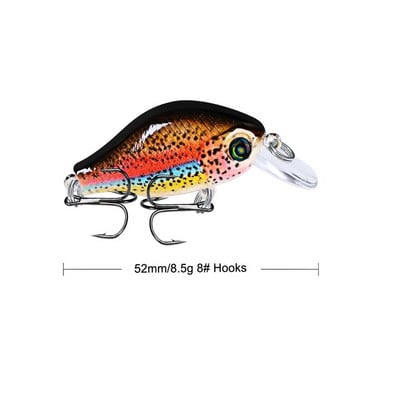1 buc Crankbait Naluci de pescuit 5,2 cm 8,5 g Ochi 3D Plutitor de calitate plastic Artificial Momeală tare Bass Stiuca Wobblers Aparatură de pescuit