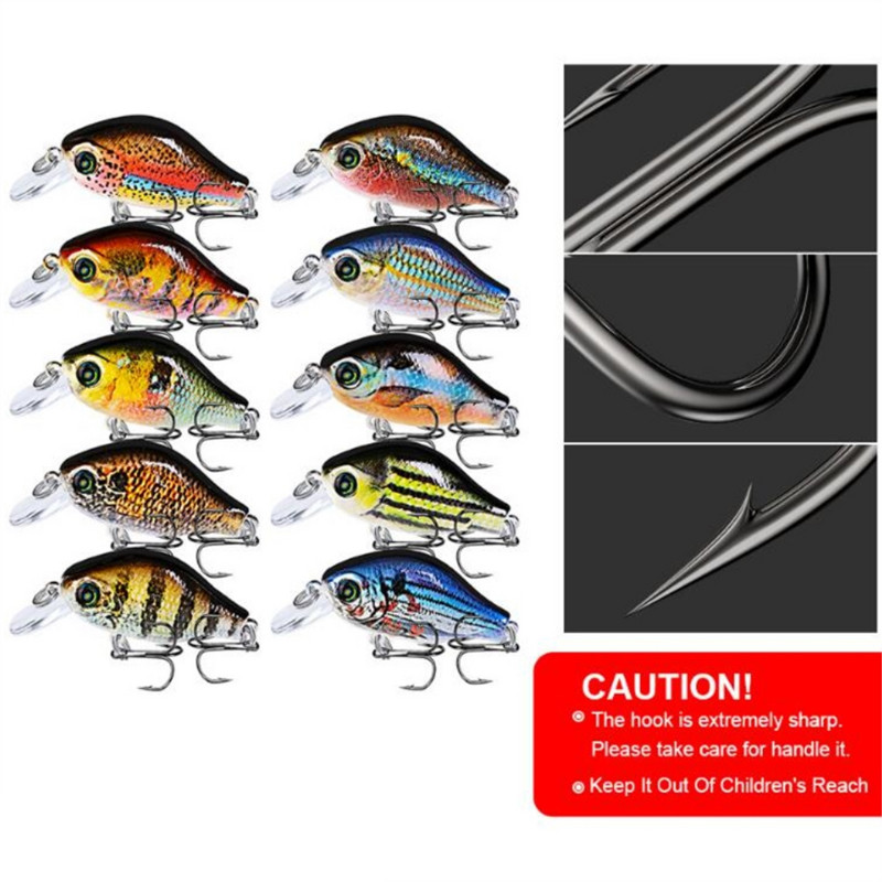 1 buc Crankbait Naluci de pescuit 5,2 cm 8,5 g Ochi 3D Plutitor de calitate plastic Artificial Momeală tare Bass Stiuca Wobblers Aparatură de pescuit
