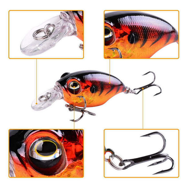 1 tk püügilant 6 cm 8,4 g ujuv väntsööt Kunstlik plastikust kõva sööt Minnow Bass Voblerid karpkala trollimiseks Püügitarbed
