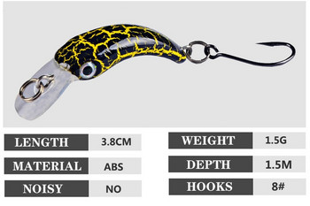 1 τεμ. Floating Minnow Fishing Lure 3,8cm 1,5g Mini Artificial Hard Bait Sharp Hook Crankbait Wobbler Trout Pike Bass Fishing