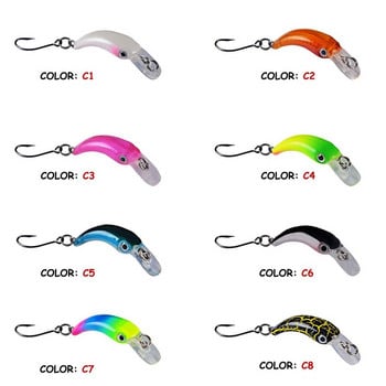 1 τεμ. Floating Minnow Fishing Lure 3,8cm 1,5g Mini Artificial Hard Bait Sharp Hook Crankbait Wobbler Trout Pike Bass Fishing