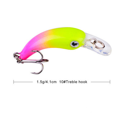 1 tk ujuv Minnow kalapüügilant 3,8 cm 1,5 g mini kunstlik kõva sööt terav konks väntsööda vobbler forell haugi bassipüük