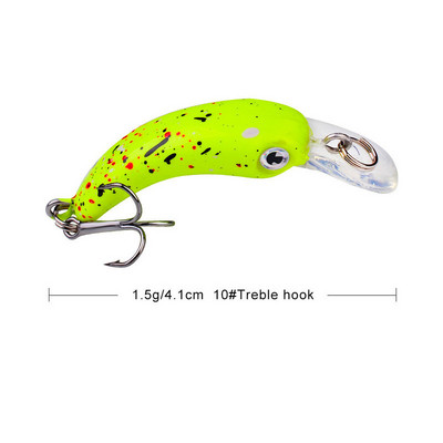 1 tk ujuv Minnow kalapüügilant 3,8 cm 1,5 g mini kunstlik kõva sööt terav konks väntsööda vobbler forell haugi bassipüük