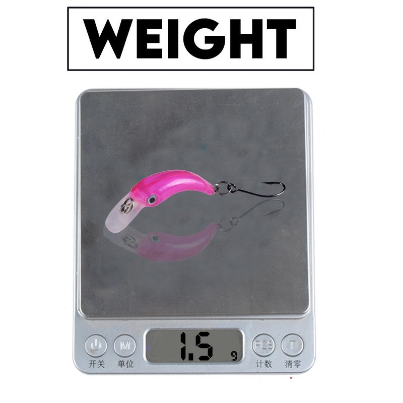 1 tk ujuv Minnow kalapüügilant 3,8 cm 1,5 g mini kunstlik kõva sööt terav konks väntsööda vobbler forell haugi bassipüük