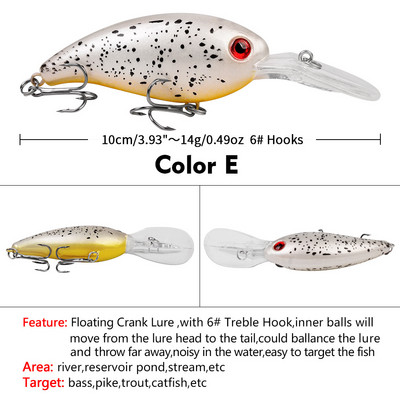 1 ks Crankbait Rybárske nástrahy Morský trolling Minnow Umelá tvrdá návnada 10 cm 14 g Veľké wobblery Rýchla potápačská návnada Kapor Crankbait Rybolov