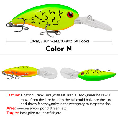 1 ks Crankbait Rybárske nástrahy Morský trolling Minnow Umelá tvrdá návnada 10 cm 14 g Veľké wobblery Rýchla potápačská návnada Kapor Crankbait Rybolov