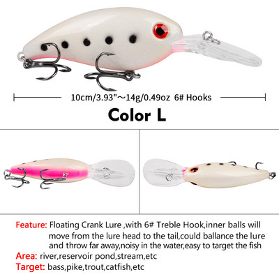 1 ks Crankbait Rybárske nástrahy Morský trolling Minnow Umelá tvrdá návnada 10 cm 14 g Veľké wobblery Rýchla potápačská návnada Kapor Crankbait Rybolov