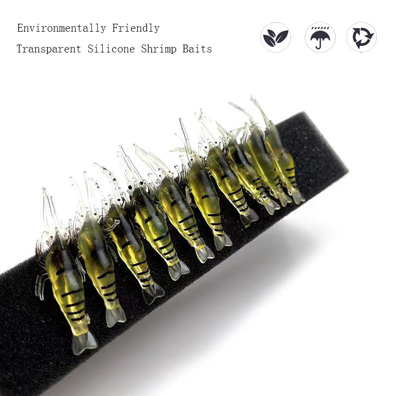 10 tk helendav krevett silikoonist tehissööda simulatsiooniga pehme krevett konksudega karpkala voobler kalapüügiks peibutis karpkala