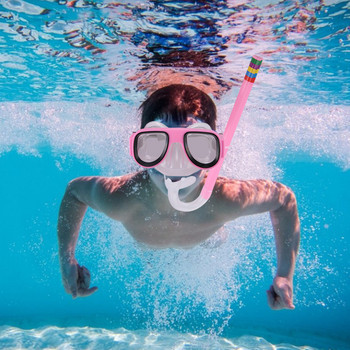 Детски силиконови очила за плуване Безопасен комплект против замъгляване за гмуркане с шнорхел Безопасни плувни очила Детска подводна дихателна тръба