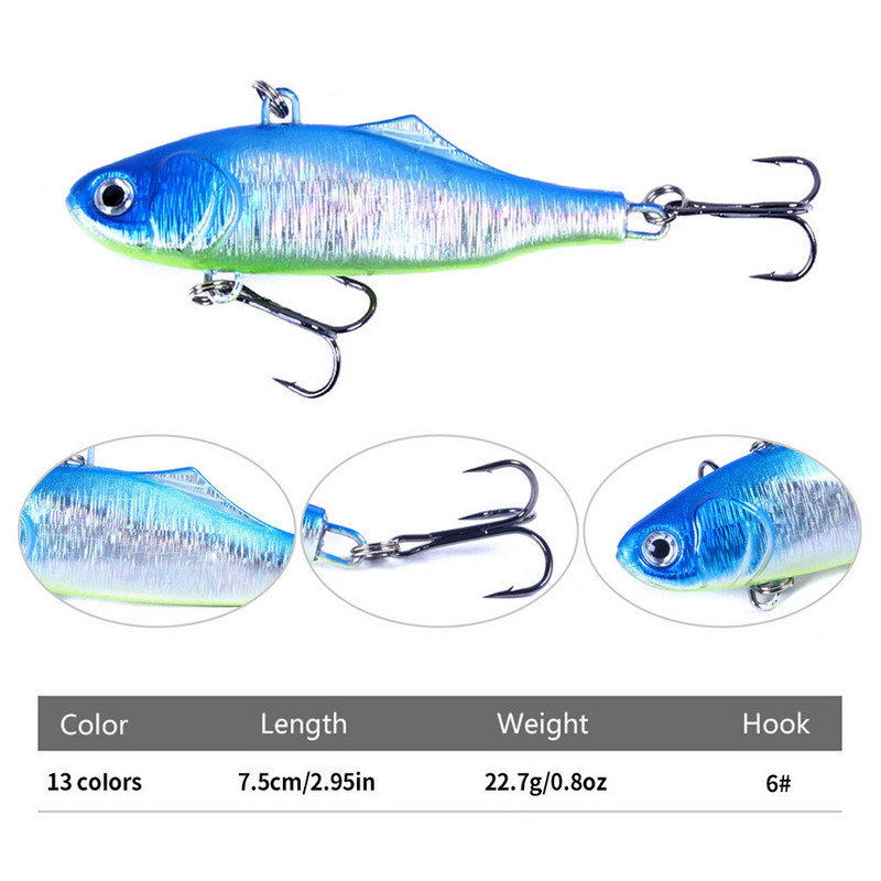 1tk Winter Hard Sea Fis 7cm 24g Winter VIB kalapüügi landid Long Shot uppuvad vibratsioonivoblerid Crankbait Isca Artificial