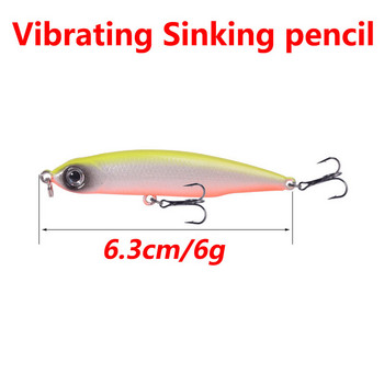 1 τμχ Sinking Micro Pencil Fishing Lures 6,3cm 6g Long Throw Vibration Wobbler Artificial Bait for Trout Mackerel Shad Sea Bass