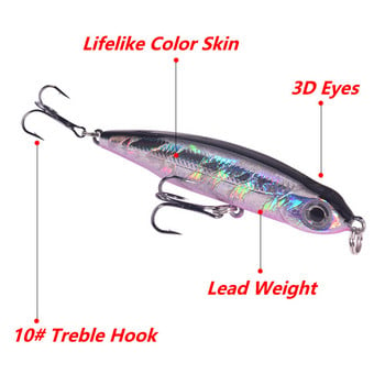 1 τμχ Sinking Micro Pencil Fishing Lures 6,3cm 6g Long Throw Vibration Wobbler Artificial Bait for Trout Mackerel Shad Sea Bass