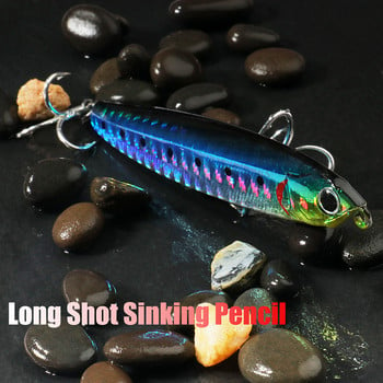 Потъваща примамка с молив 10g 14g 18g 24g кука за риболов Minnow Steel Ball VIB Long Shot Jerkbait Силиконова примамка за тролинг Swimbait Pesca