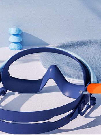 Детски очила за плуване с големи рамки и тапи за уши Детски очила против замъгляване за плуване Момчета Момичета Очила за басейн Плаж от 2 до 6 години
