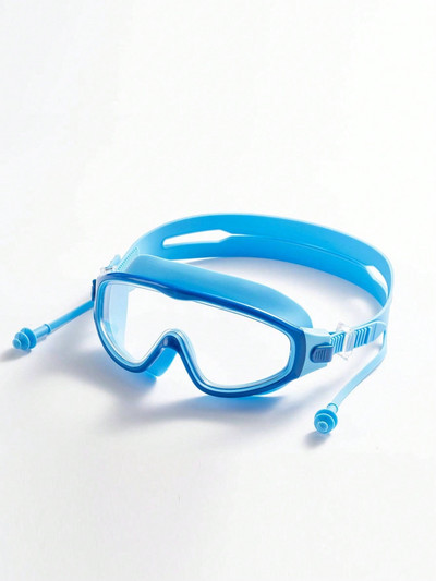 Vaikiški didelio rėmo plaukimo akiniai su ausų kištukais Vaikiški nuo rasojimo plaukimo akiniai berniukams mergaičių baseino paplūdimio akiniai nuo 2 iki 6 metų