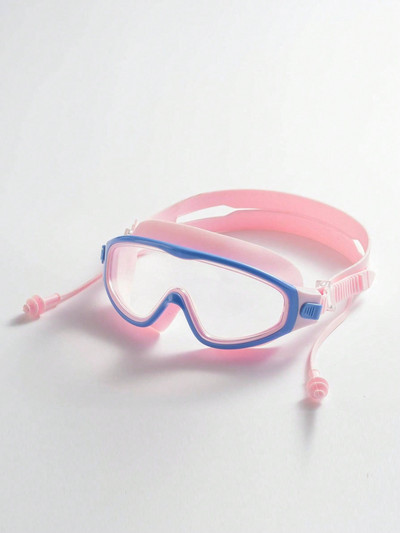 Vaikiški didelio rėmo plaukimo akiniai su ausų kištukais Vaikiški nuo rasojimo plaukimo akiniai berniukams mergaičių baseino paplūdimio akiniai nuo 2 iki 6 metų