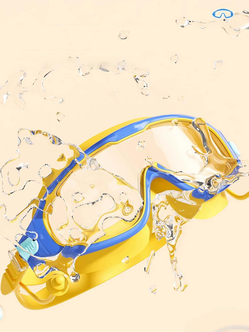 Vaikiški didelio rėmo plaukimo akiniai su ausų kištukais Vaikiški nuo rasojimo plaukimo akiniai berniukams mergaičių baseino paplūdimio akiniai nuo 2 iki 6 metų