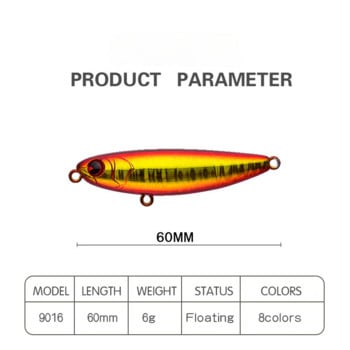 Mini Floating Pencil Fishing Lure Long Casting Topwater Τεχνητό σκληρό δόλωμα wobblers για πέστροφα λαβράκι για ψάρεμα γλυκού νερού και θαλάσσης