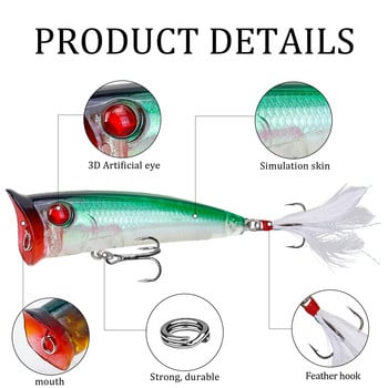 1 τεμ Topwater Popper Fishing Lure 8cm 10,5g Floating Swim Wobblers Artificial Plastic Hard Bait Bass Pike Crankbaits Isca Tackle