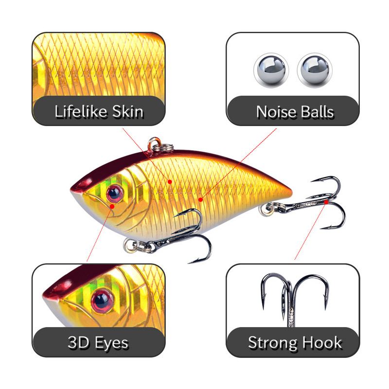 LINGYUE Deep Water VIB Momeală de pescuit Hard Crankbait Wobbler Winter Isca Artificial Pesca 7cm 11g Pescuit Minnow pentru Bass Stiuca